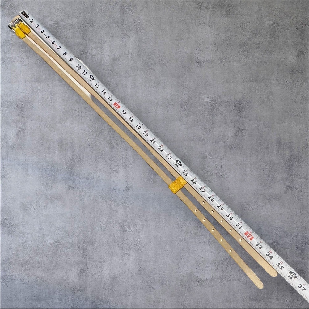 Yellow Double Buckle Belt Genuine Leather Lined Small 32"‎ - Picture 7 of 9